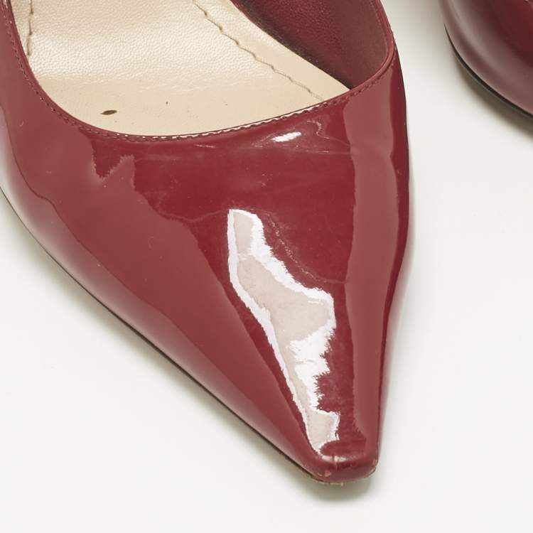 Pre Owned Dior Red Patent Leather J'Adior Slingback Pumps Size 39