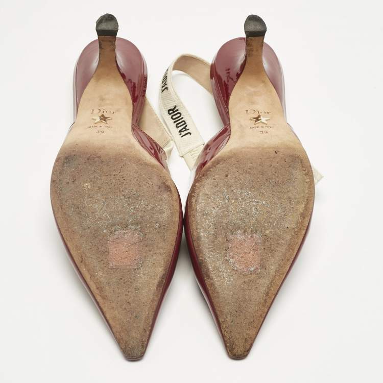 Pre Owned Dior Red Patent Leather J'Adior Slingback Pumps Size 39