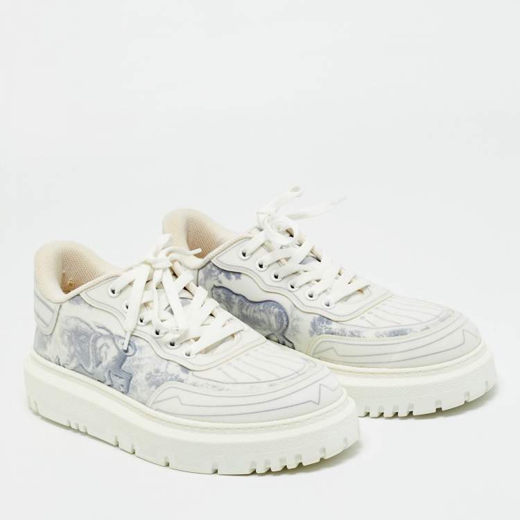 Pre Owned Dior Blue/White Canvas Dior Addict Lace Up Sneakers Size 40.5