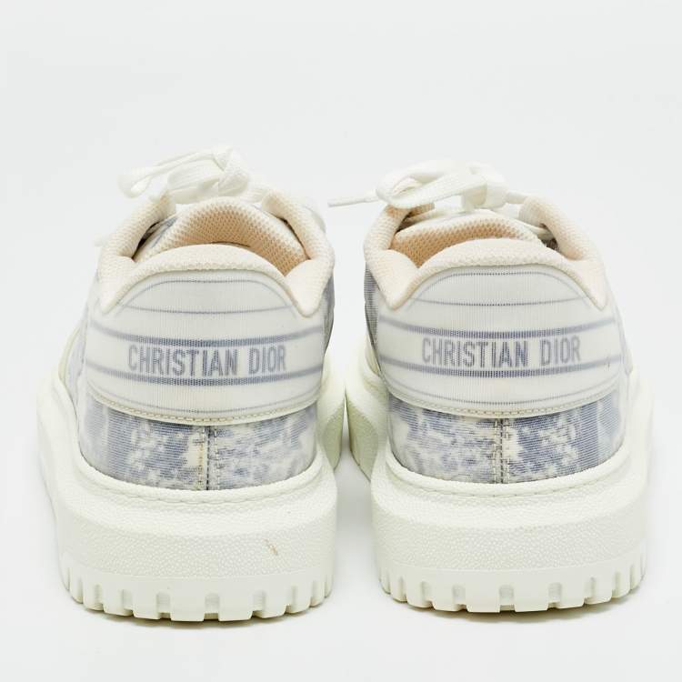Pre Owned Dior Blue/White Canvas Dior Addict Lace Up Sneakers Size 40.5