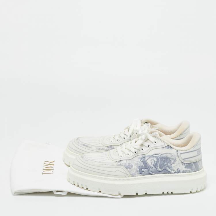 Pre Owned Dior Blue/White Canvas Dior Addict Lace Up Sneakers Size 40.5