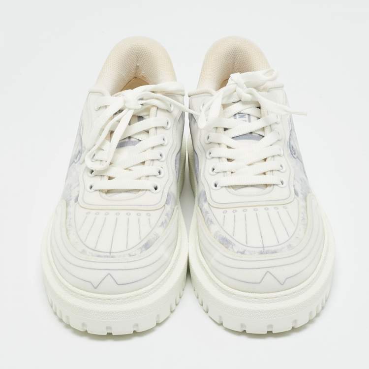 Pre Owned Dior Blue/White Canvas Dior Addict Lace Up Sneakers Size 40.5