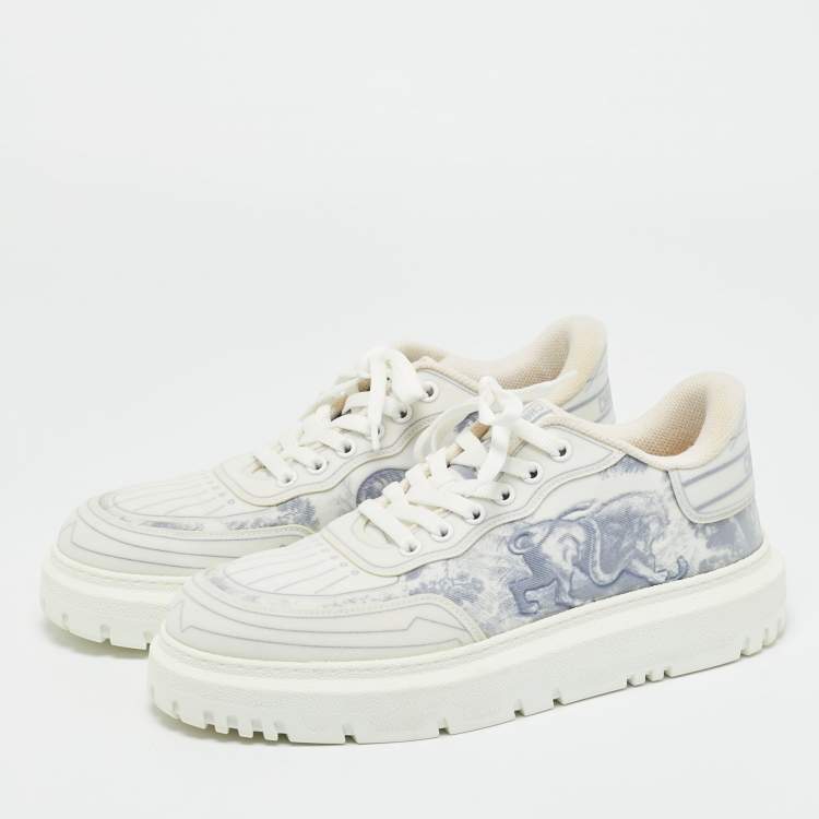 Pre Owned Dior Blue/White Canvas Dior Addict Lace Up Sneakers Size 40.5