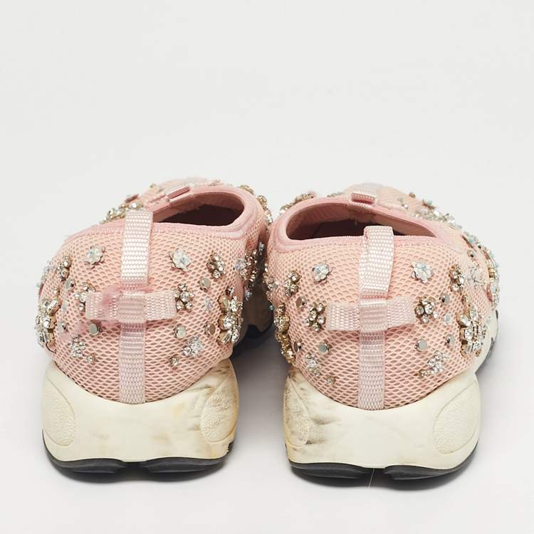 Pre Owned Dior Pink Mesh Fusion Slip On Sneakers Size 40