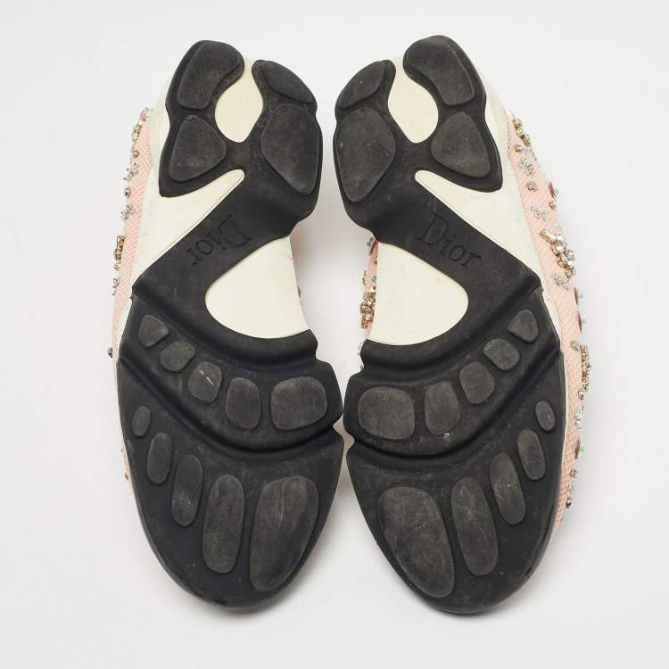 Pre Owned Dior Pink Mesh Fusion Slip On Sneakers Size 40