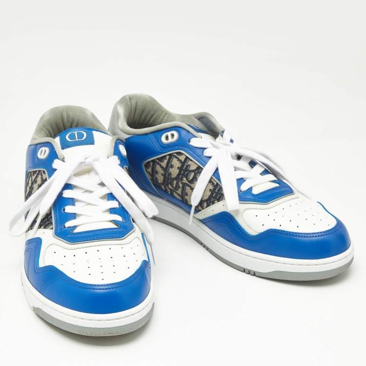 Pre Owned Dior Blue Canvas and Leather b27 Lace Up Sneakers Size 46