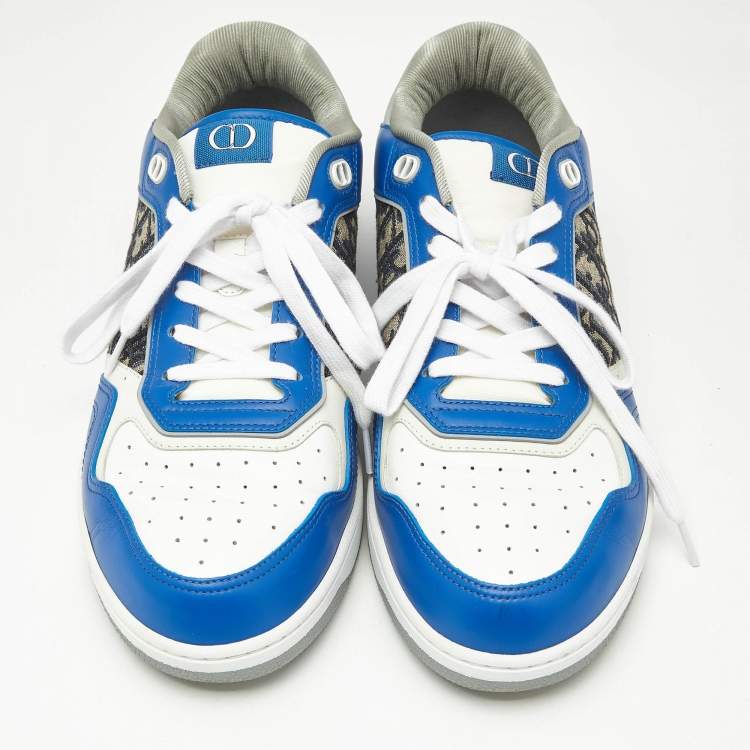 Pre Owned Dior Blue Canvas and Leather b27 Lace Up Sneakers Size 46