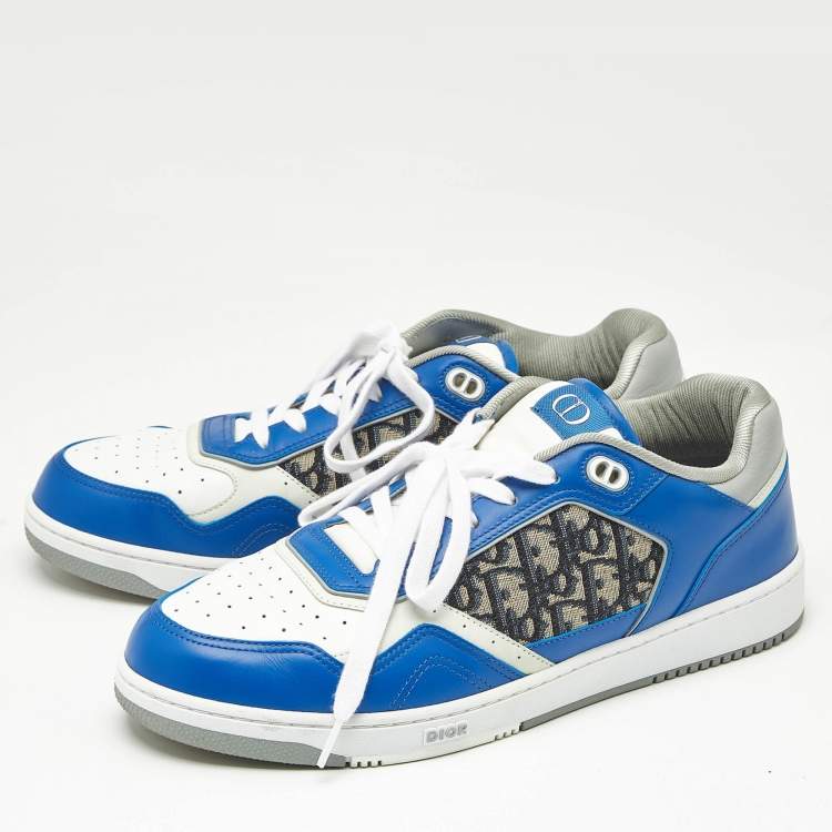Pre Owned Dior Blue Canvas and Leather b27 Lace Up Sneakers Size 46