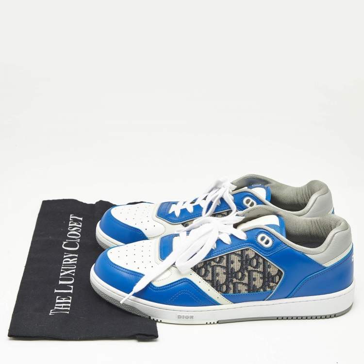 Pre Owned Dior Blue Canvas and Leather b27 Lace Up Sneakers Size 46