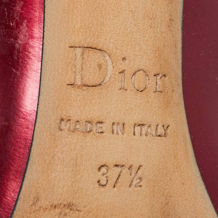 Pre Owned Dior Burgundy Patent Leather Dioressence Pointed Toe Pumps Size 37.5
