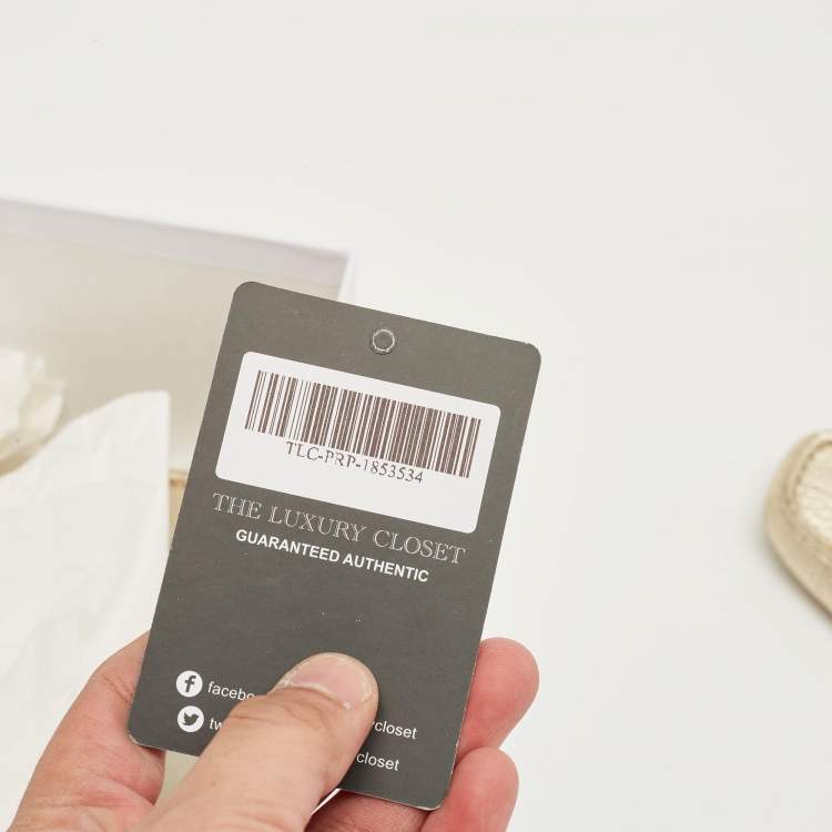 Pre Owned Dior Gold Leather CD Logo Slip On Loafers Size 39