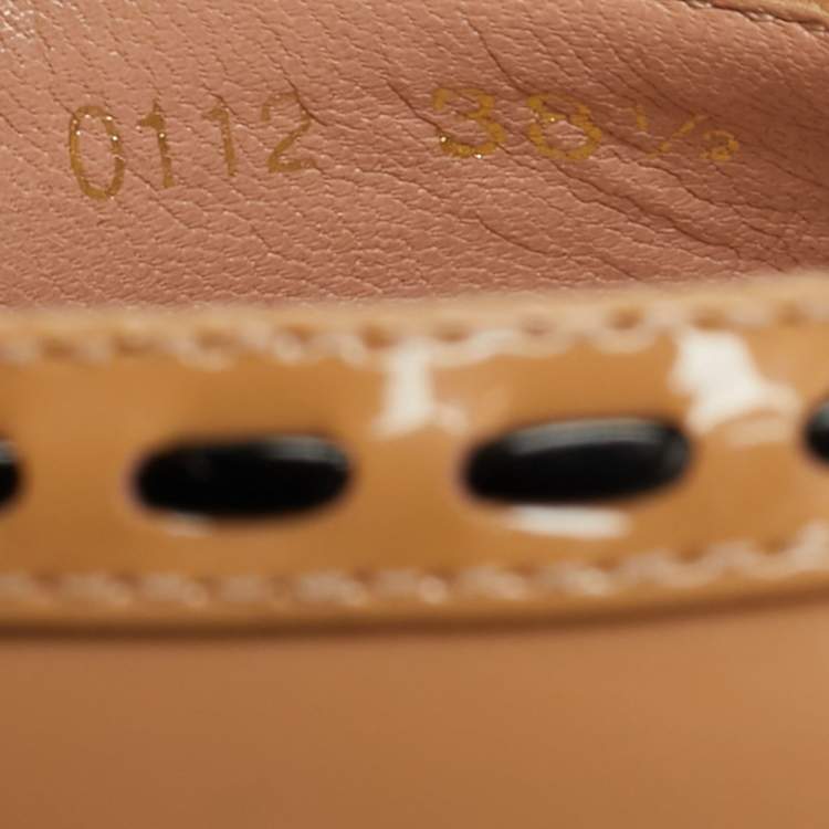 Pre Owned Dior Beige Patent Leather Idyll Studded Slide Sandals Size 38.5