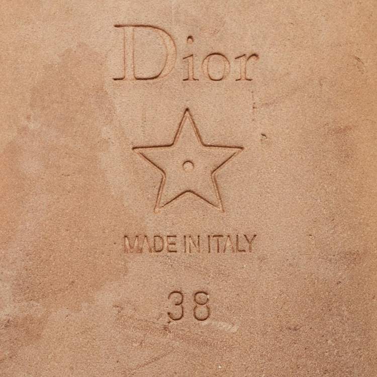 Pre Owned Dior Red/White Embroidered Canvas Dway Flat Slides Size 38