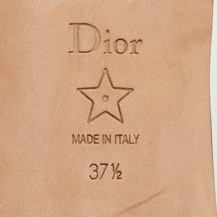 Pre Owned Dior Multicolor Logo Embroidered Canvas Dway Flat Slides Size 37.5