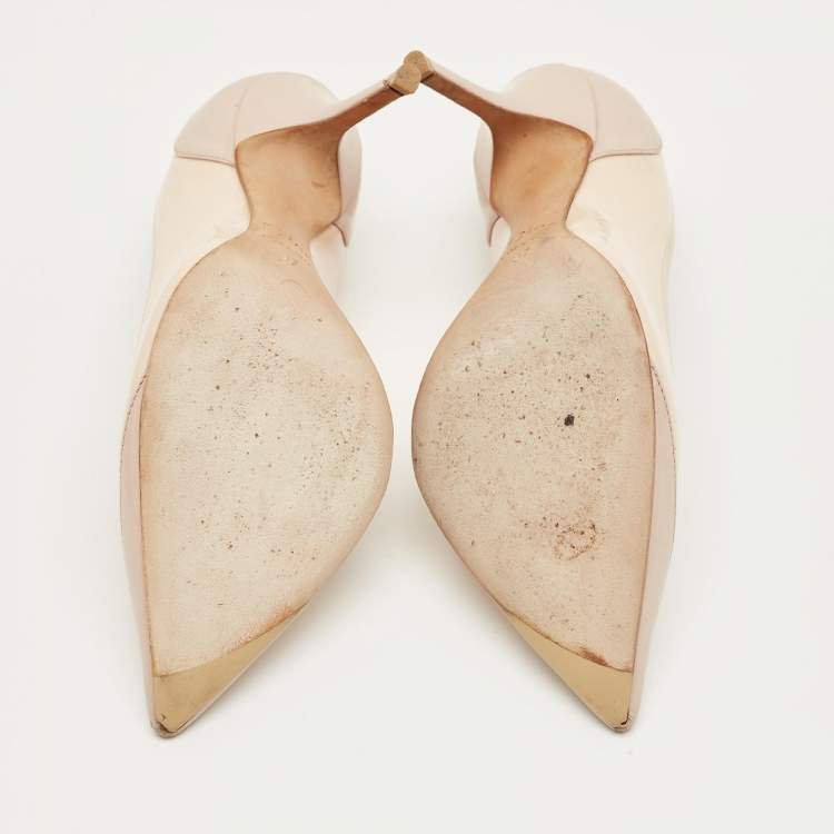 Pre Owned Dior Beige Patent Leather and Suede Pointed Toe Pumps Size 37