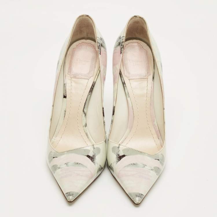 مملوكة مسبقًا حذاء كعب عالي ديور مقدمة مدببة جلد لامع عنابي مقاس 38