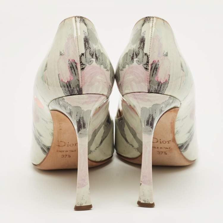 مملوكة مسبقًا حذاء كعب عالي ديور مقدمة مدببة جلد لامع عنابي مقاس 38