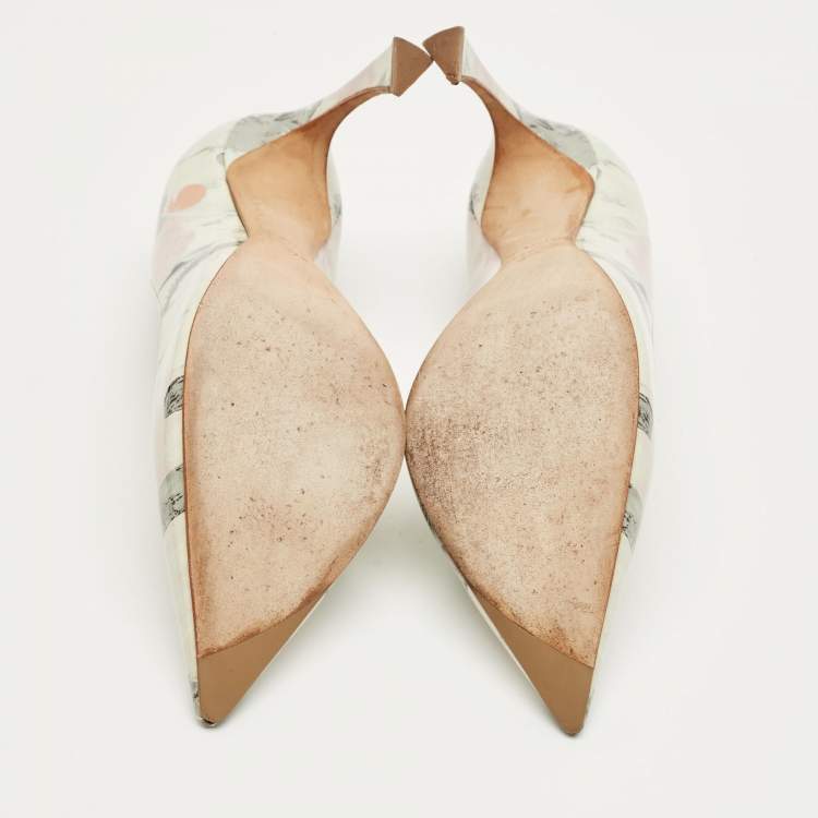 مملوكة مسبقًا حذاء كعب عالي ديور مقدمة مدببة جلد لامع عنابي مقاس 38