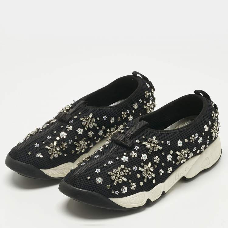 Pre Owned Dior Black Mesh Fusion Low Top Sneakers Size 39