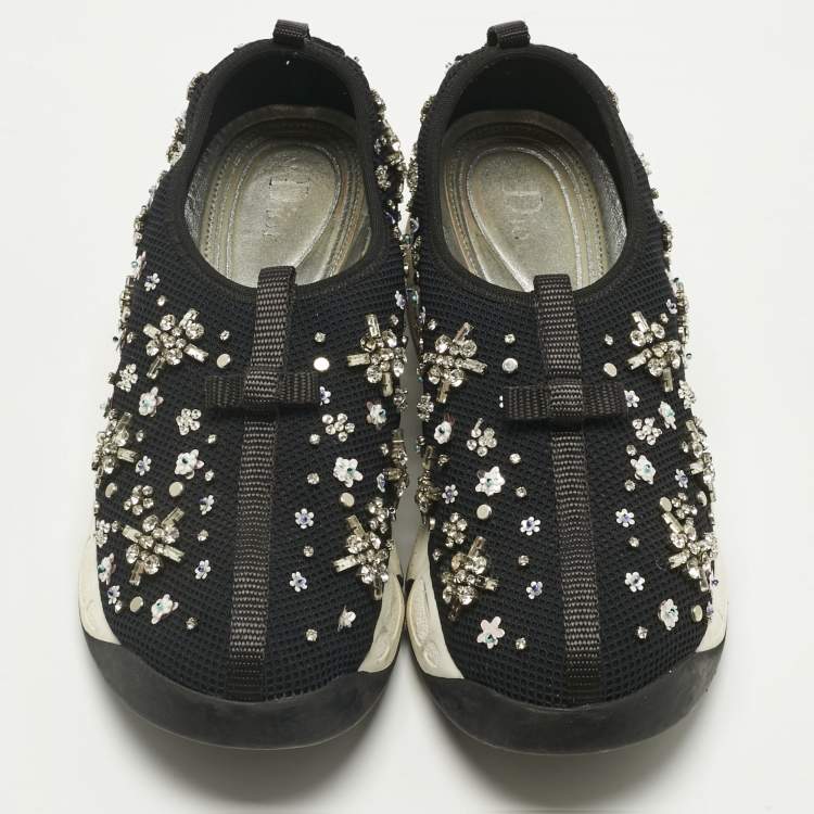 Pre Owned Dior Black Mesh Fusion Low Top Sneakers Size 39