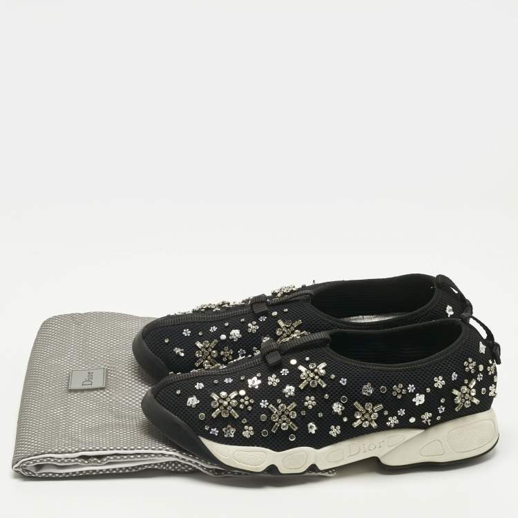 Pre Owned Dior Black Mesh Fusion Low Top Sneakers Size 39