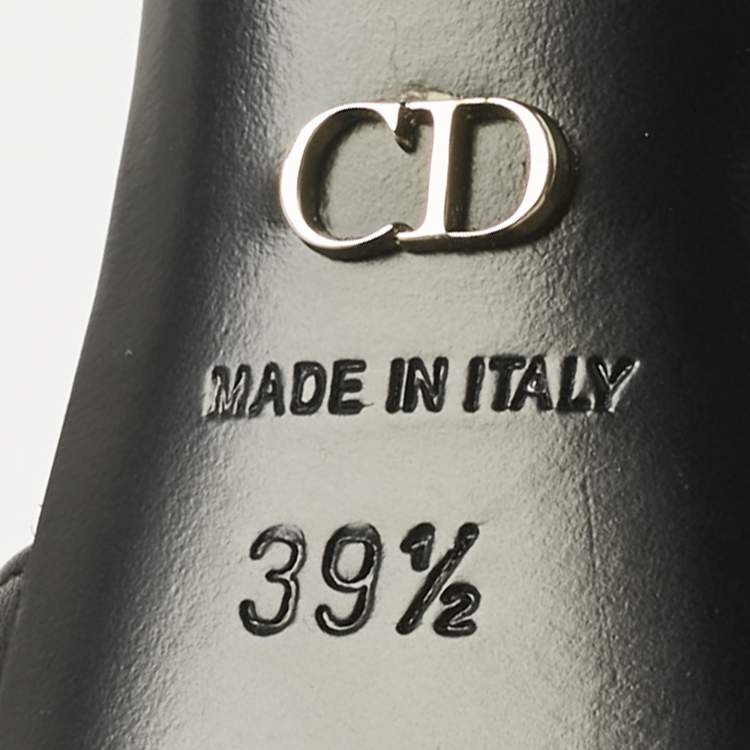 Pre Owned Dior Black Leather and Suede Rainbow Stellar Ankle Strap Sandals Size 39.5