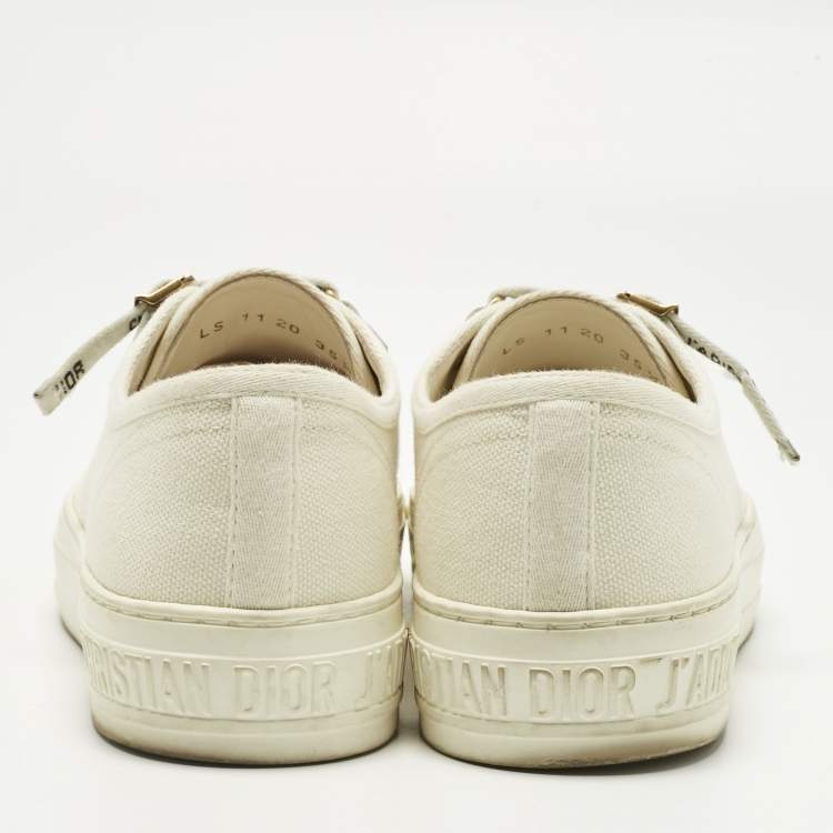 Pre Owned Dior White Canvas Walk'n'Dior Low Top Sneakers Size 35.5