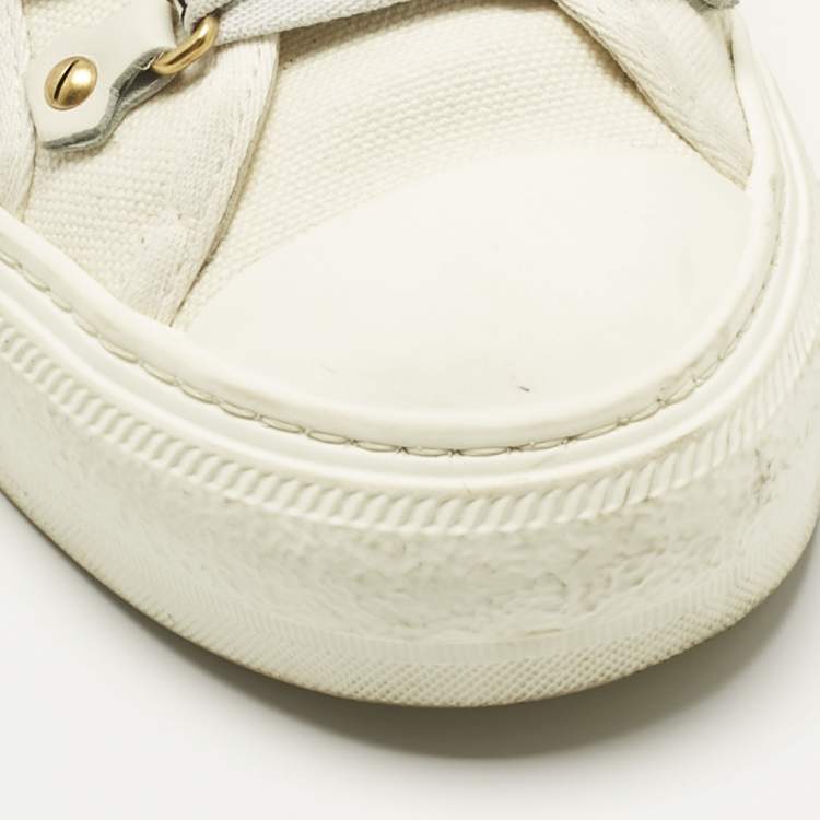 Pre Owned Dior White Canvas Walk'n'Dior Low Top Sneakers Size 35.5