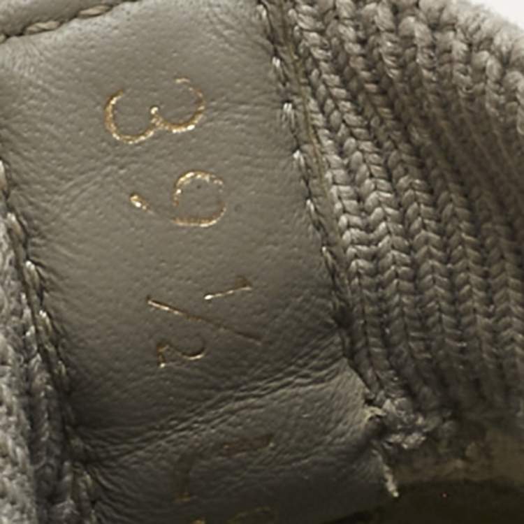 Pre Owned Dior Grey Knit Fabric and Leather Walk'n'Dior High Top Sneakers Size 39.5