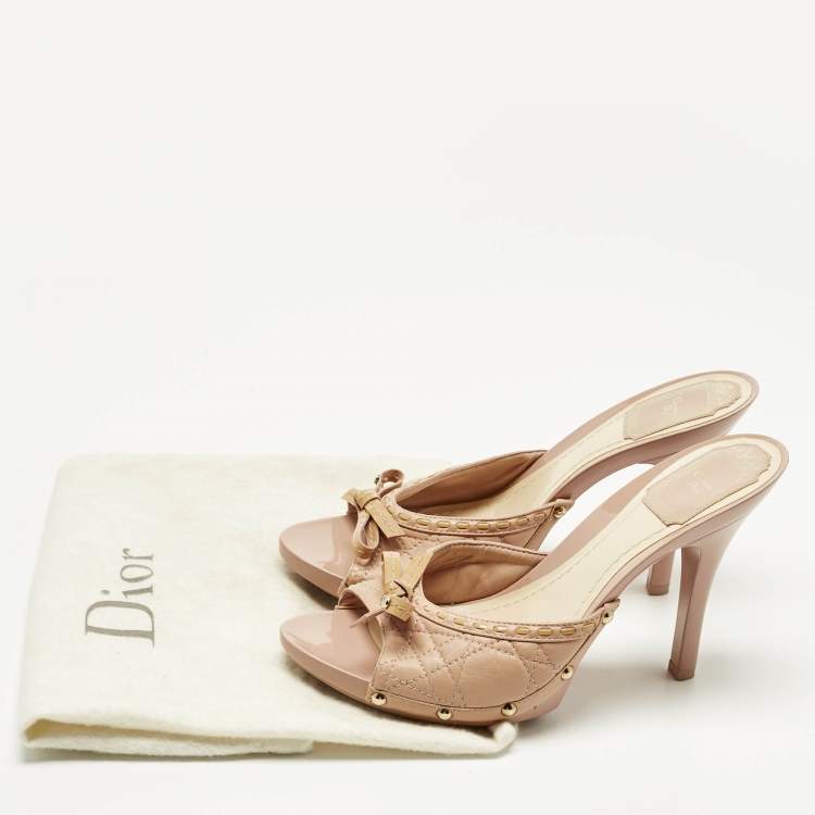 Pre Owned Dior Pink Leather Idyll Slide Sandals Size 37.5