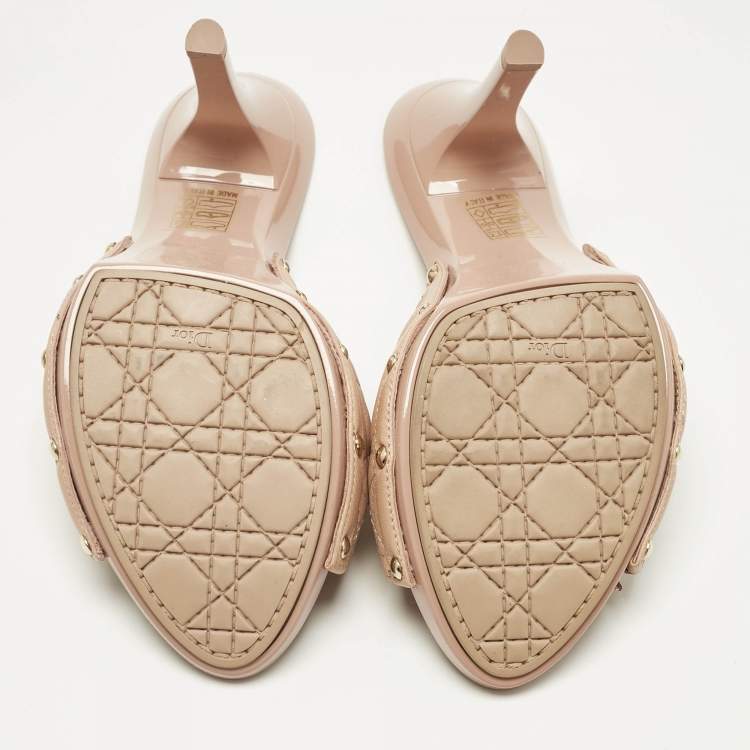 Pre Owned Dior Pink Leather Idyll Slide Sandals Size 37.5