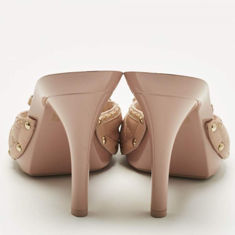 Pre Owned Dior Pink Leather Idyll Slide Sandals Size 37.5