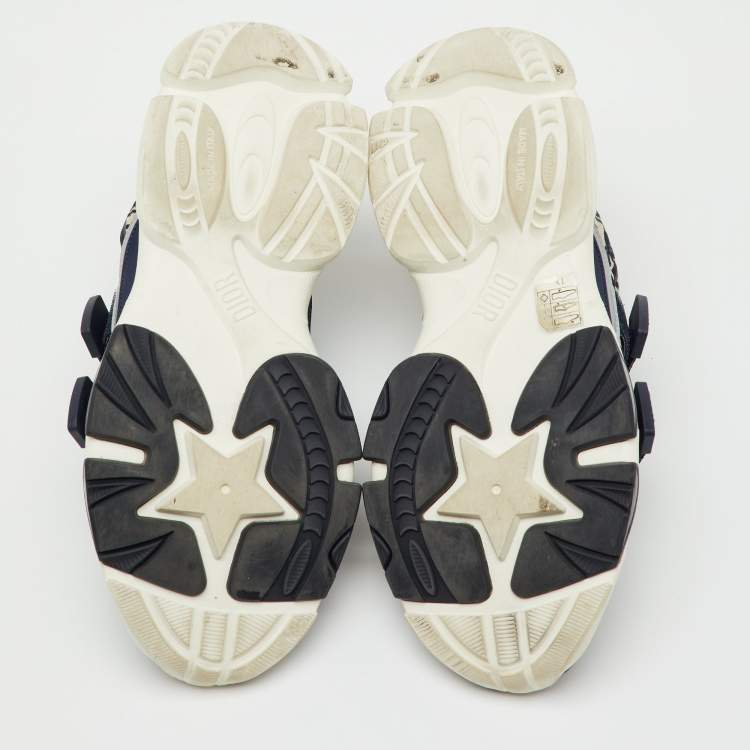 Pre Owned Dior Blue Oblique Neoprene and Suede D-Wander Sneakers Size 40.5