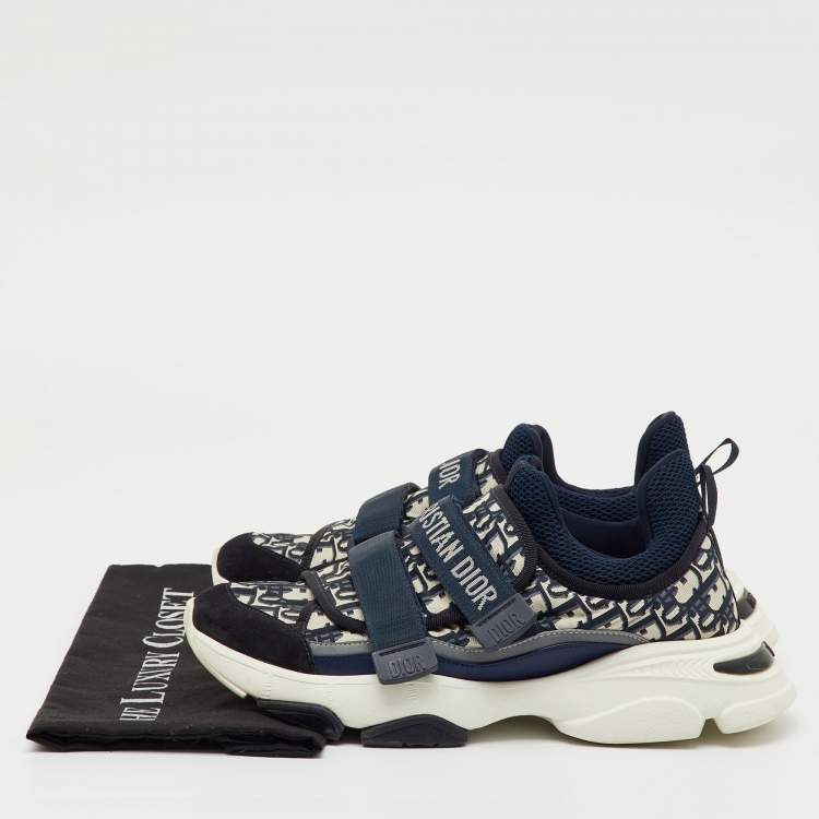 Pre Owned Dior Blue Oblique Neoprene and Suede D-Wander Sneakers Size 40.5