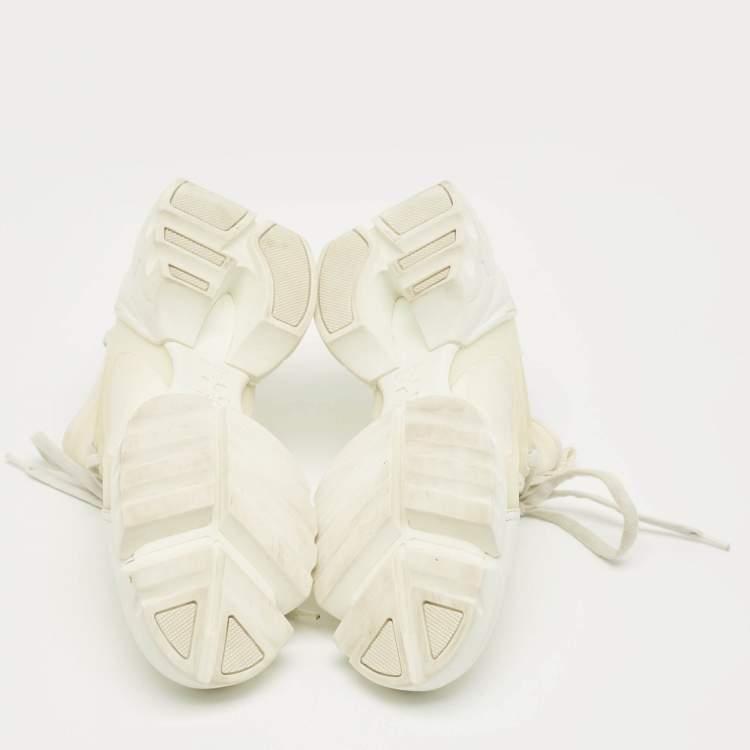 Pre Owned Dior White Fabric and PVC D-Connect Lace Up Sneakers Size 37