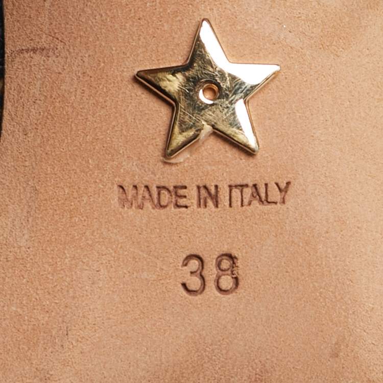 Pre Owned Dior Navy Blue/Yellow Embroidered Canvas J'Adior Slingback Pumps Size 38