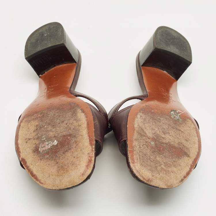 Pre Owned Dior Burgundy Leather 30 Montaigne Slide Sandals Size 41