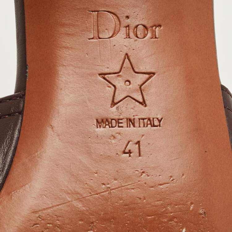 Pre Owned Dior Burgundy Leather 30 Montaigne Slide Sandals Size 41