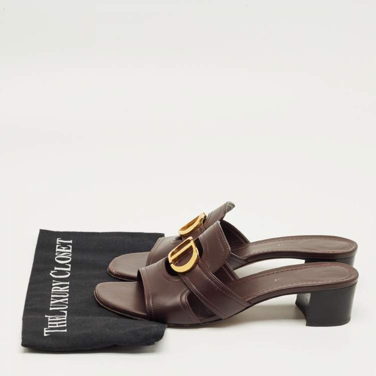 Pre Owned Dior Burgundy Leather 30 Montaigne Slide Sandals Size 41