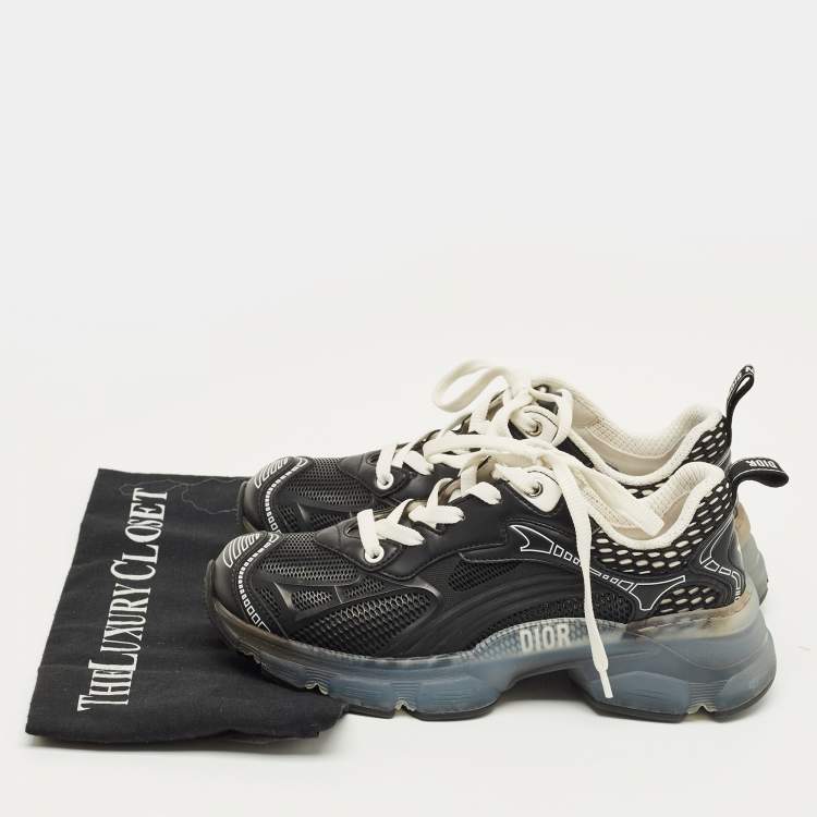 Pre Owned Dior Black Rubber Mesh and Leather Vibe Low Top Sneakers Size 35.5