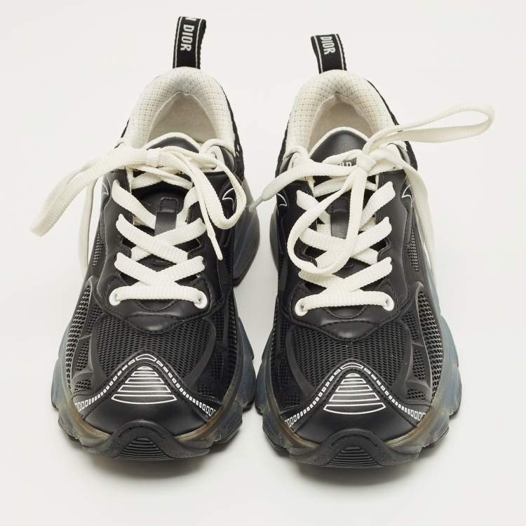 Pre Owned Dior Black Rubber Mesh and Leather Vibe Low Top Sneakers Size 35.5