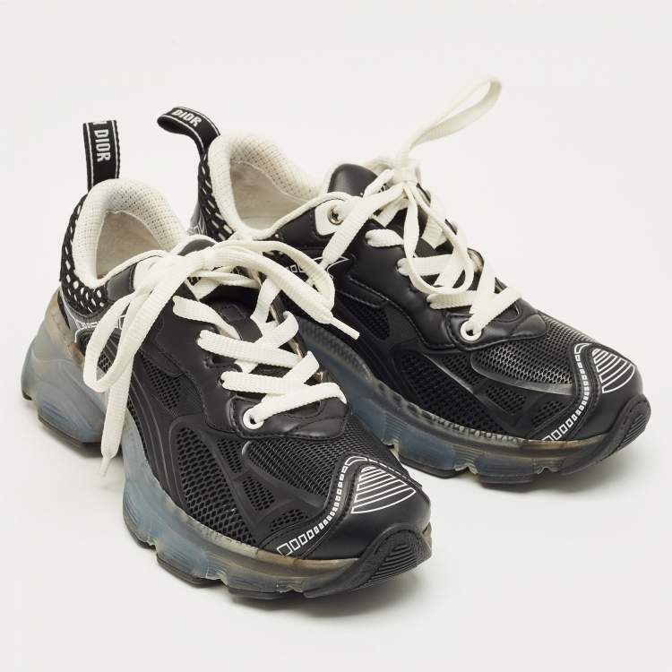 Pre Owned Dior Black Rubber Mesh and Leather Vibe Low Top Sneakers Size 35.5