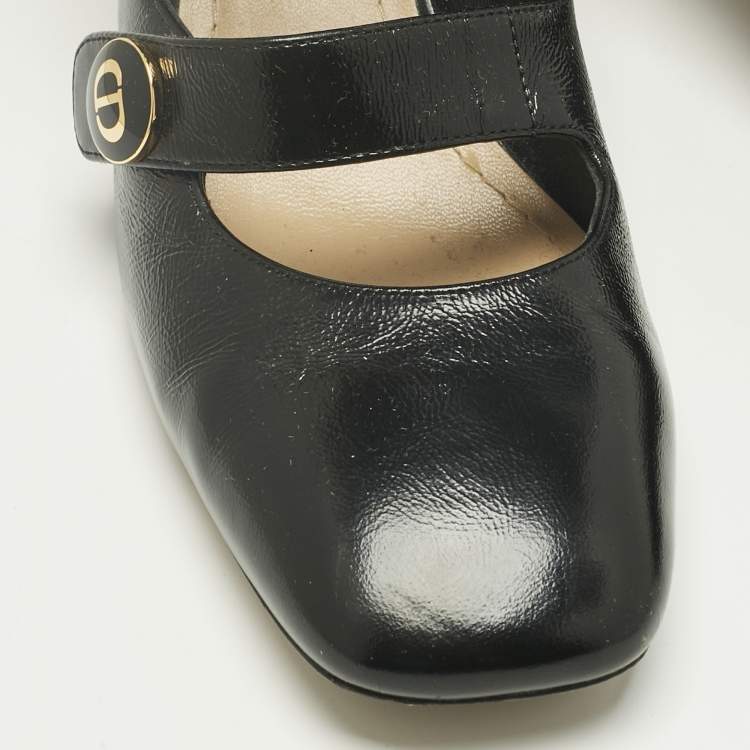 Pre Owned Dior Black Leather Baby-D Mary Jane Pumps Size 37.5
