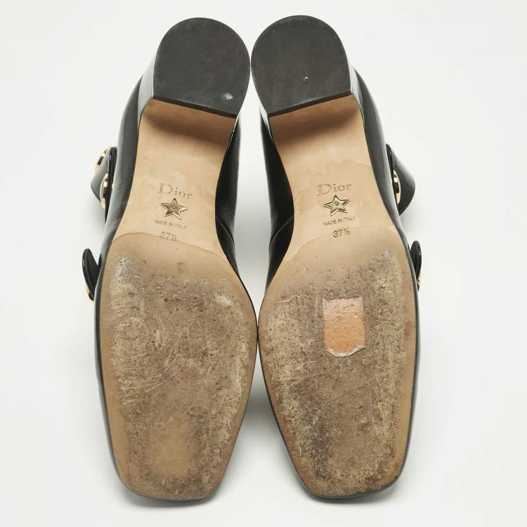 Pre Owned Dior Black Leather Baby-D Mary Jane Pumps Size 37.5