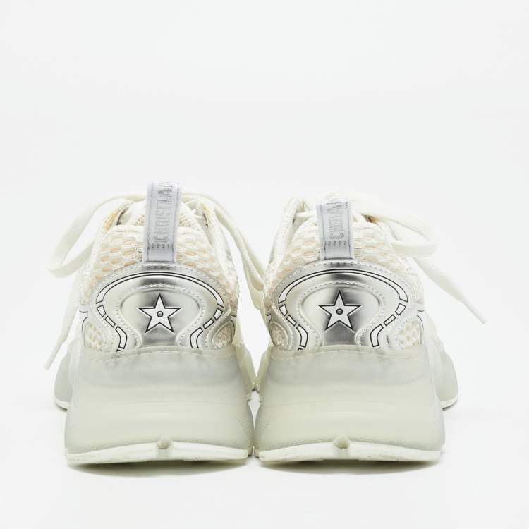 Pre Owned Dior White/Silver Mesh and Leather Vibe Sneaker Size 36