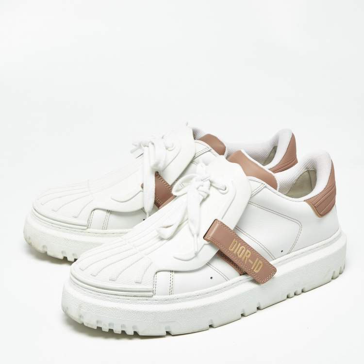 Pre Owned Dior White Leather and Rubber Dior ID Low Top Sneakers Size 40