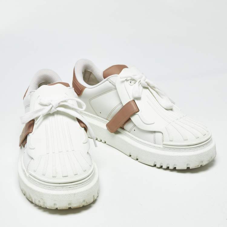 Pre Owned Dior White Leather and Rubber Dior ID Low Top Sneakers Size 40