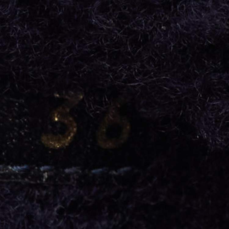 مملوكة مسبقًا Dior Navy Blue Shearling Dway Flat Slides Size 36