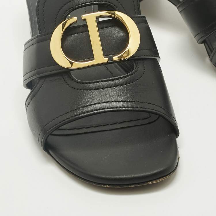 Pre Owned Dior Black Leather 30 Montaigne Slide Sandals Size 36