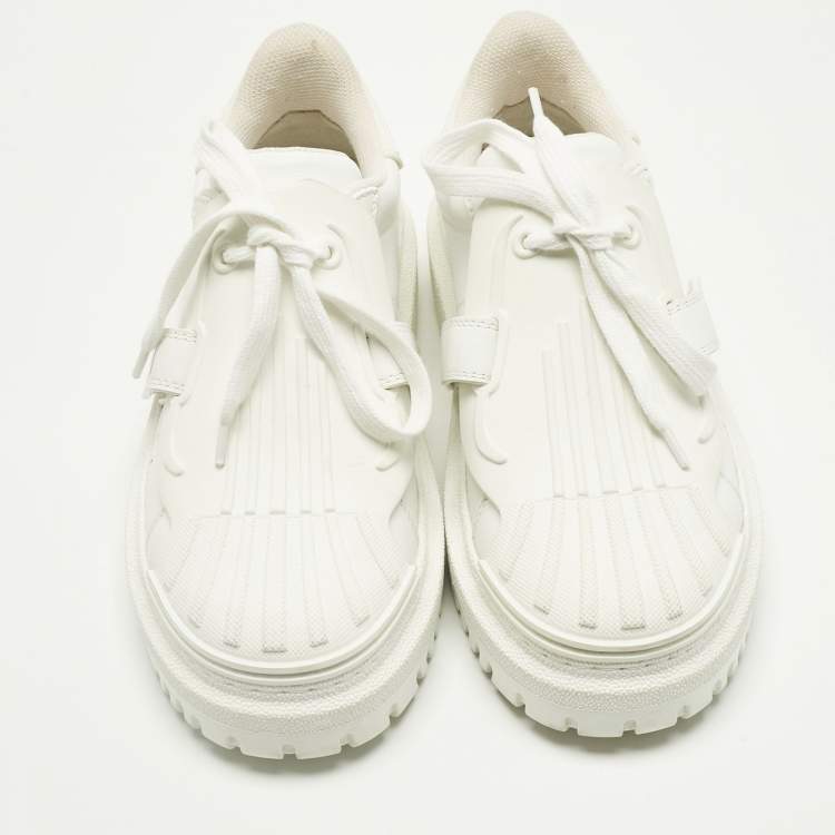 Pre Owned Dior White Leather and Rubber Dior ID Lace Up Sneakers Size 36